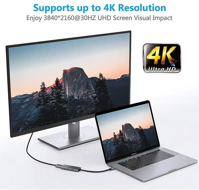 Alt view image 8 of 12 - Type-C to HDMI 4-in-1 Docking Station USB-C Hub with HDMI, PD Charging, 2x USB 3.0 Ports, for Laptop/MacBook/Tablet, PVC Material