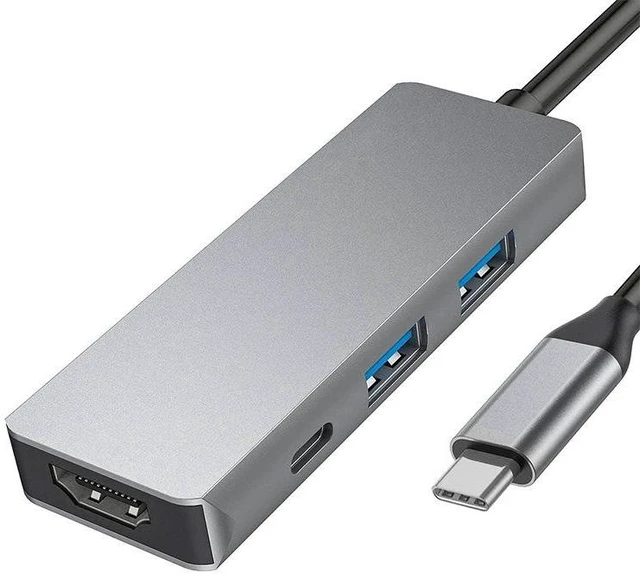 Alt view image 10 of 12 - Type-C to HDMI 4-in-1 Docking Station USB-C Hub with HDMI, PD Charging, 2x USB 3.0 Ports, for Laptop/MacBook/Tablet, PVC Material