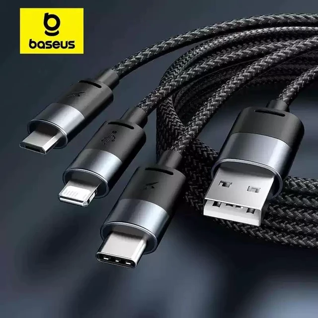 Alt view image 8 of 13 - 3-in-1 USB Charging Cable Micro USB + Type-C, 3.5A High-Speed Charger, 4 Tinned Copper Wires, Smart Power Split, Multi-Device Compatible for Android Phones, Tablets & More Black