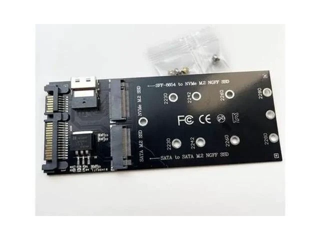 Alt view image 12 of 12 - M.2 SATA to SATA + NVMe to SFF-8654 Converter, 22Pin SATA M.2 Expansion Card, M-Key/B-Key SSD Adapter for PC Desktop Motherboard
