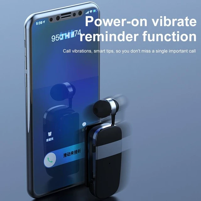 Alt view image 8 of 10 - K53 Clip-On Retractable Bluetooth Headset Wireless Sports Running, Stereo Sound, Call Vibration, Retractable Cable, 10H Playtime yellow