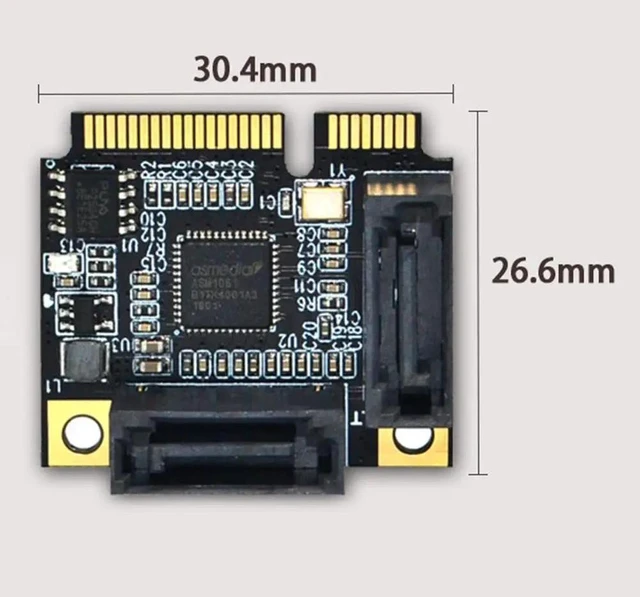 Alt view image 11 of 13 - 2 Ports Mini PCI-E PCI Express to SATA 3.0 adapter Converter Hard Drive Extension Card Add On Cards for Windows Mac Linux OS