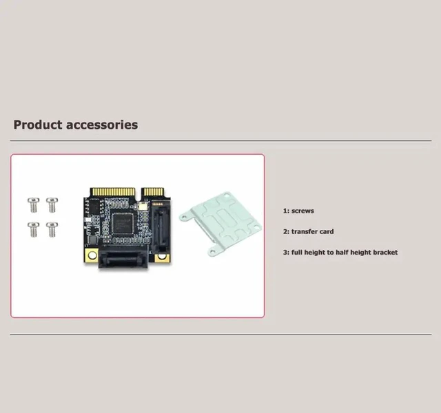 Alt view image 12 of 13 - 2 Ports Mini PCI-E PCI Express to SATA 3.0 adapter Converter Hard Drive Extension Card Add On Cards for Windows Mac Linux OS