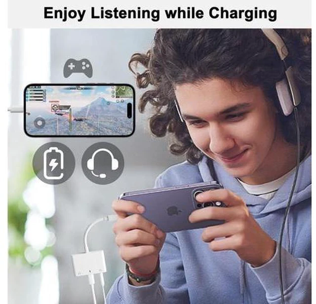 Alt view image 12 of 14 - 3 in 1 Dual 3.5mm Headphone Jack Adapter - Earphone Jack Audio and Charging Adapter - Headphone Splitter for iPhone 14/13/ 12/11/ X/ 8/ iPad -Support iOS 13- White