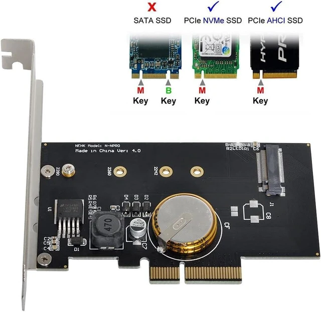 Alt view image 10 of 14 - PCI-E 3.0 x4 to M.2 NGFF M Key 80mm SSD Nvme Card Adapter PCI Express with Power Failure Protection 4.0F Super Capacitor