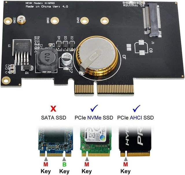 Alt view image 12 of 14 - PCI-E 3.0 x4 to M.2 NGFF M Key 80mm SSD Nvme Card Adapter PCI Express with Power Failure Protection 4.0F Super Capacitor