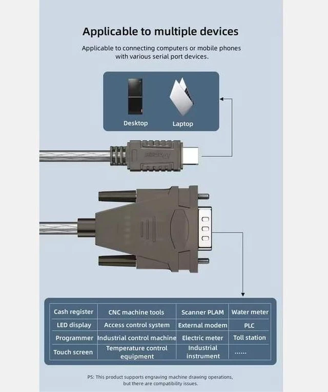 Alt view image 10 of 14 - DTECH IOT5066 USB-C to DB9 RS232 Serial Adapter Cable - 0.5-3M, 1Mbps, for Modern Laptops, Tablets & Industrial Devices