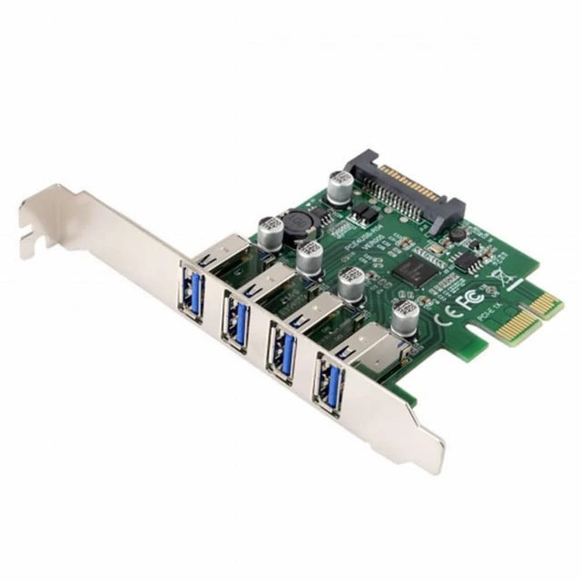 Alt view image 8 of 10 - Low Profile 4 Ports PCI-E to USB 3.0 HUB PCI Express Expansion Card Adapter 5Gbps for Motherboard