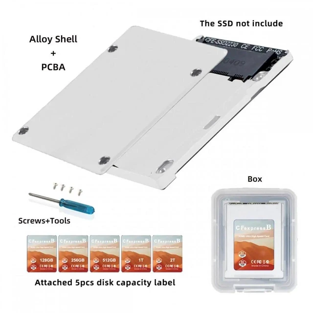 Alt view image 14 of 14 - CFexpress Type-B to NVME 2230 Memory Card Kit Case CFE CFB NGFF M-key Adapter Alloy Shell for Camera 8K RAW PCIe Expansion