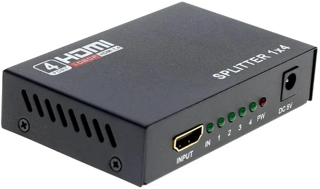 Alt view image 8 of 14 - HDMI Splitter 1 in 4 Out 4 Port 1x4 Full HD 1080P HDMI 1.4 Splitter with Switcher Converter Support 3D 2K 4K Digital Audio Format