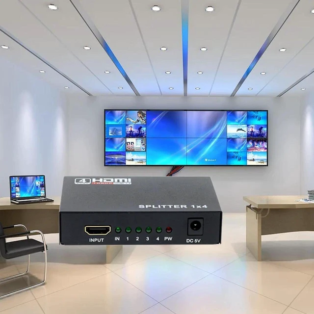 Alt view image 9 of 14 - HDMI Splitter 1 in 4 Out 4 Port 1x4 Full HD 1080P HDMI 1.4 Splitter with Switcher Converter Support 3D 2K 4K Digital Audio Format