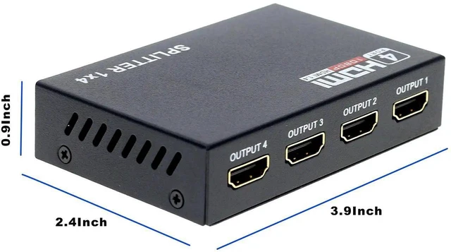 Alt view image 13 of 14 - HDMI Splitter 1 in 4 Out 4 Port 1x4 Full HD 1080P HDMI 1.4 Splitter with Switcher Converter Support 3D 2K 4K Digital Audio Format
