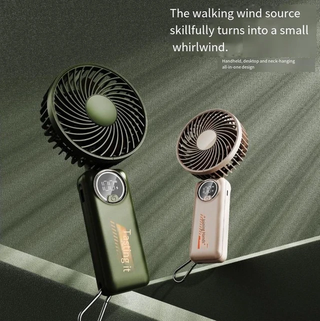 Alt view image 6 of 8 - New Model Foldable Digjtal Display fan - Desktop Portable silent Hanging Neck Outdoor UsB chargingsmall Fan