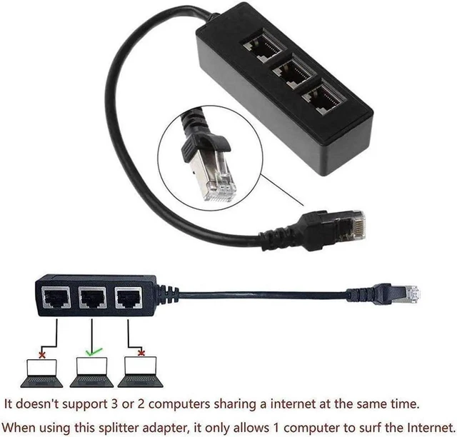 Alt view image 7 of 10 - RJ45 Ethernet Splitter Cable Minriu RJ45 Y Splitter Adapter 1 to 3 Port Ethernet Switch Adapter Cable for CAT 5/CAT 6/CAT 7