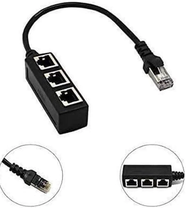 Alt view image 10 of 10 - RJ45 Ethernet Splitter Cable Minriu RJ45 Y Splitter Adapter 1 to 3 Port Ethernet Switch Adapter Cable for CAT 5/CAT 6/CAT 7
