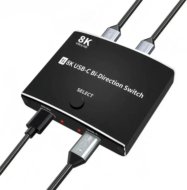 Alt view image 8 of 14 - USB C Switch KVM Switch,Bi-Directional USB Switch Selector 2 in 1 Out/1 in 2 Out, USB Switcher USB KVM Switch 8K@60Hz Video 10Gbps Data Transfer 100W Charging USB-C Cables Included