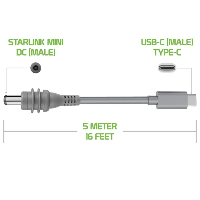 Alt view image 8 of 12 - 16ftMini USB-C to DC Power Cable Cord / 5-Meter / 16-Feet 100W Input USB Type C to DC Cable