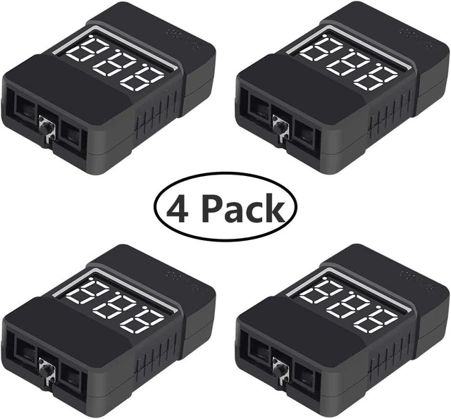 Alt view image 12 of 14 - Lipo Battery Tester,4Pack BX100 RC 1-8S Low Voltage Buzzer Alarm Super Sound Warning Checker with LED Indicator for Lipo Life LiMn Li-ion Battery
