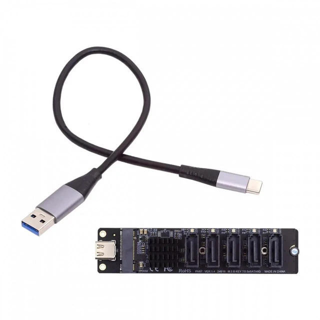 Alt view image 14 of 14 - ENFAIN 10Gbps USB-C Type-C to NGFF Key B+M SATA 6Gbps 5 Ports Adapter Converter PM Port Multiplier Selector JMB575 JMS580