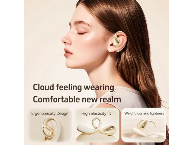 Alt view image 9 of 10 - Xmenha Over The Ear Open Ear Earbuds Headphones Wireless Bluetooth Sports Workout Outer Outside Air Bone Conduction Around Ear Wireless Earbuds Running Out of Ear Headphones with Ear Hooks Beige
