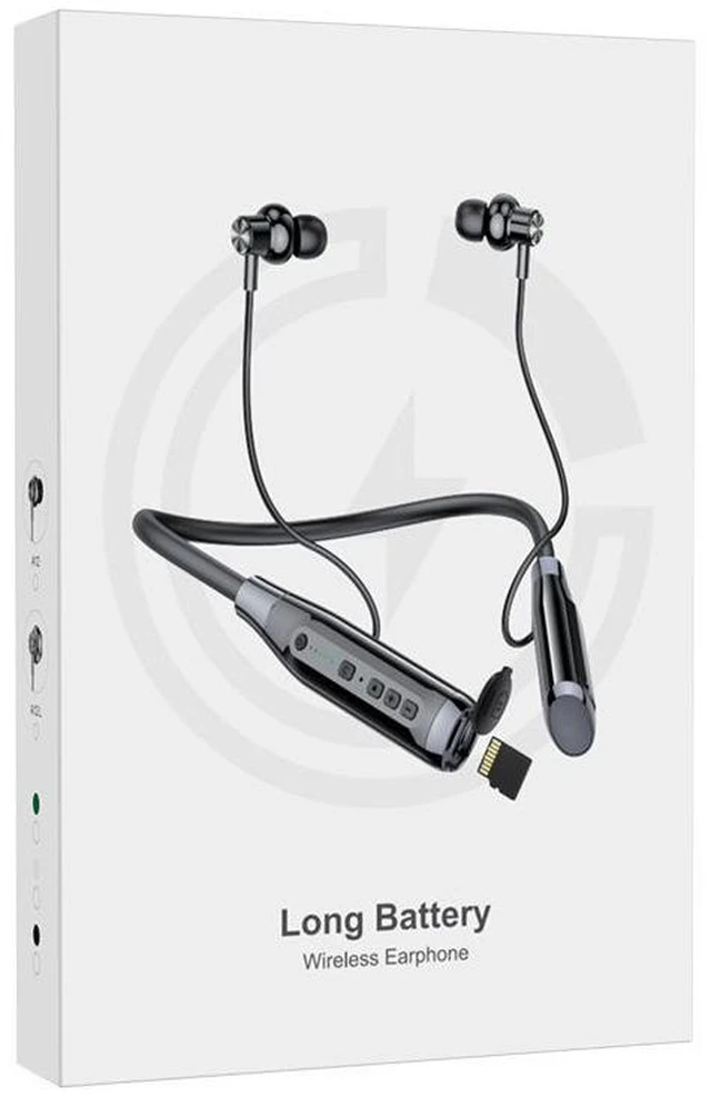 Alt view image 5 of 11 - W/ireless neck-mounted Bluetooth head p hones with large battery capacity, long, battery life, noiseeduction, wireless, suitable forsports, with card slot