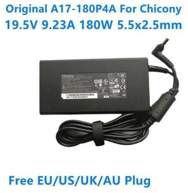 Alt view image 3 of 4 - Chicony 19.5V 9.23A 180W Charger A17-180P4A AC Power Adapter For CLEVO P950HR N850HP6 MSI GS63VR GE72VR GS65 A15-180P1A