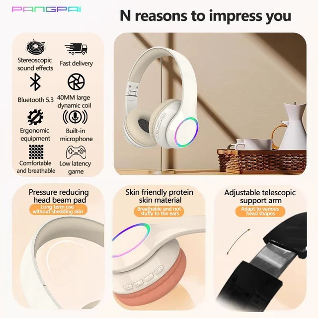 Alt view image 8 of 8 - Amazon's best-selling over-ear wireless Bluetooth headphones with LED ultra-long battery life and music noise cancellation are available in private molds from the manufacturer