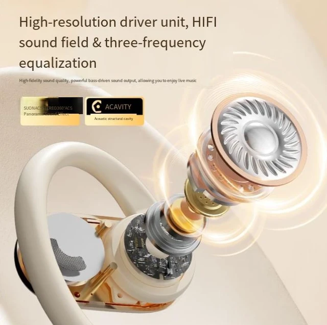 Alt view image 9 of 10 - AI Smart Translation Over-Ear Bluetooth Headset OWS Open-Ear, Bone Conduction, Noise Cancelling, Bluetooth 5.4, Sports Wireless