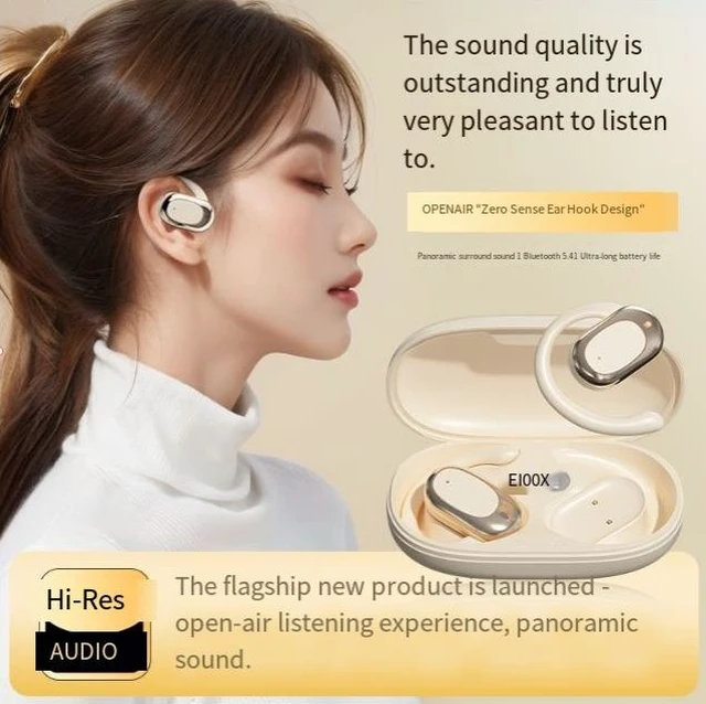 Alt view image 10 of 10 - AI Smart Translation Over-Ear Bluetooth Headset OWS Open-Ear, Bone Conduction, Noise Cancelling, Bluetooth 5.4, Sports Wireless