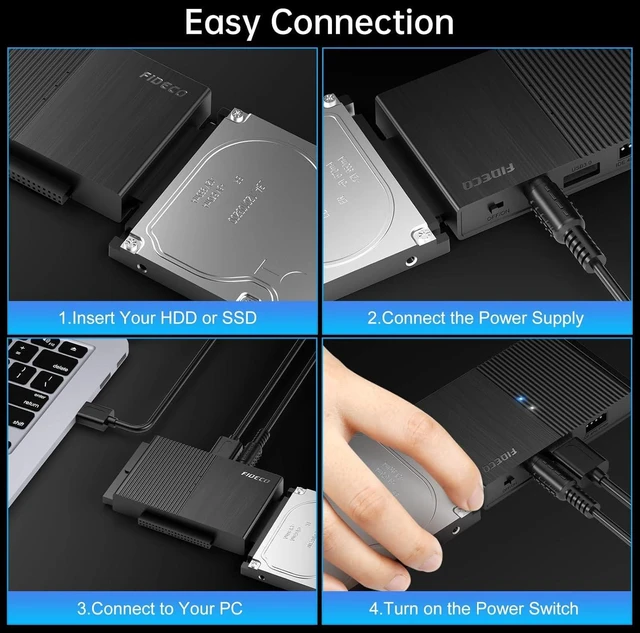 Alt view image 14 of 14 - FIDECO USB 3.0 to SATA or IDE Adapter, Hard Drive Adapter Cable Universal for 2.5/3.5 inch SATA HDD/SSD & IDE HDD with 12V Power Adapter