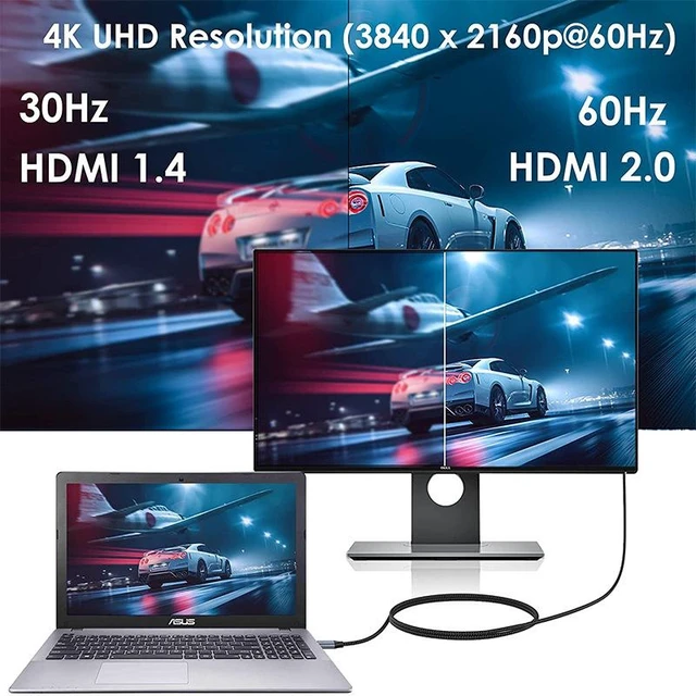 Alt view image 7 of 10 - USB-C to HDMI Cable 4K@60Hz 1m Type-C to HDMI Adapter Cord for Laptop/Phone/Monitor/TV, High-Speed Video Converter for Screen Mirroring