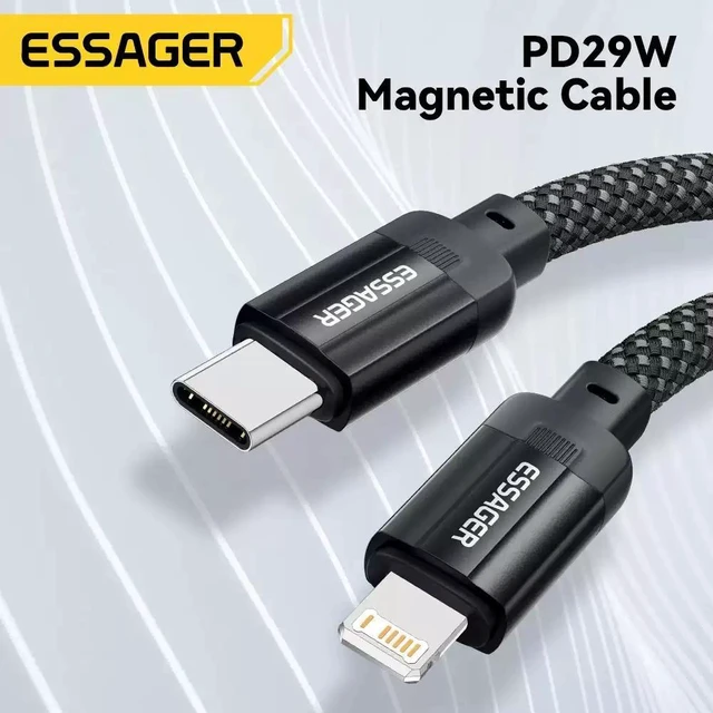 Alt view image 10 of 14 - USB C Cable For IPhone 14 13 12 11Pro Max Plus 29W Magnetic Fast Charging Date Wire For ipad - 29W C-L Back