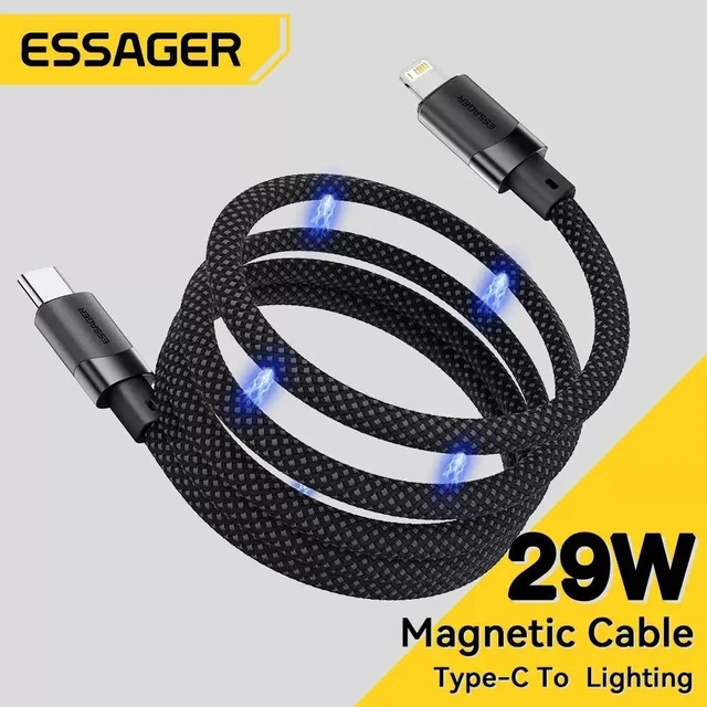 Alt view image 11 of 14 - USB C Cable For IPhone 14 13 12 11Pro Max Plus 29W Magnetic Fast Charging Date Wire For ipad - 29W C-L Back