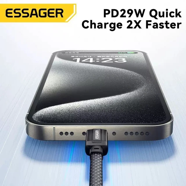 Alt view image 13 of 14 - USB C Cable For IPhone 14 13 12 11Pro Max Plus 29W Magnetic Fast Charging Date Wire For ipad - 29W C-L Back