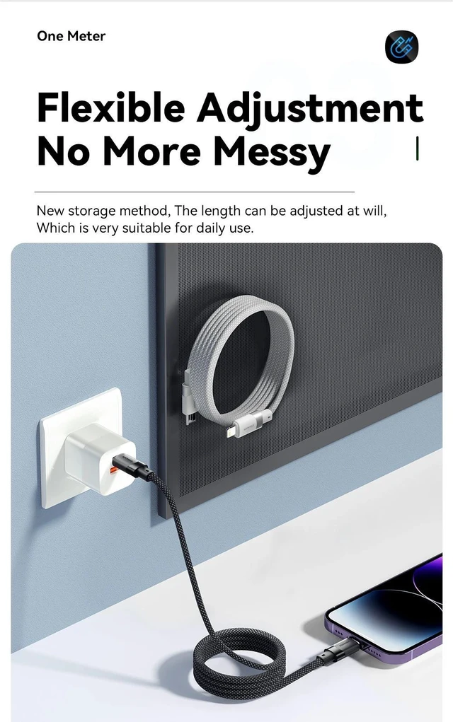 Alt view image 14 of 14 - USB C Cable For IPhone 14 13 12 11Pro Max Plus 29W Magnetic Fast Charging Date Wire For ipad - 29W C-L Back