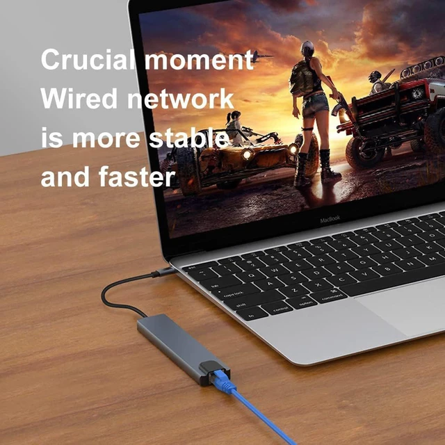 Alt view image 12 of 14 - 5-in-1 USB-C Hub with 100Mbps Ethernet, USB 3.0, Multi-Port Dock for Laptop, Tablet, Switch - Five-in-One /100Mbps