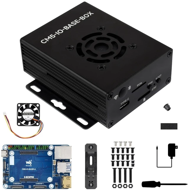 Alt view image 6 of 10 - Waveshare Mini Base Board, Mini-WaComputer Designed for Raspberry Pi Compute Module 5 (NOT Included), Including Metal Case and Power Supply