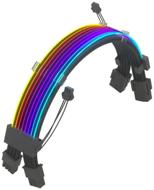 Alt view image 5 of 8 - ruth's sister Power Supply Sleeved Cable Customization Double 8Pin ATX ARGB Cable Extension 5V 3Pin Synchronized Sleeved Cable