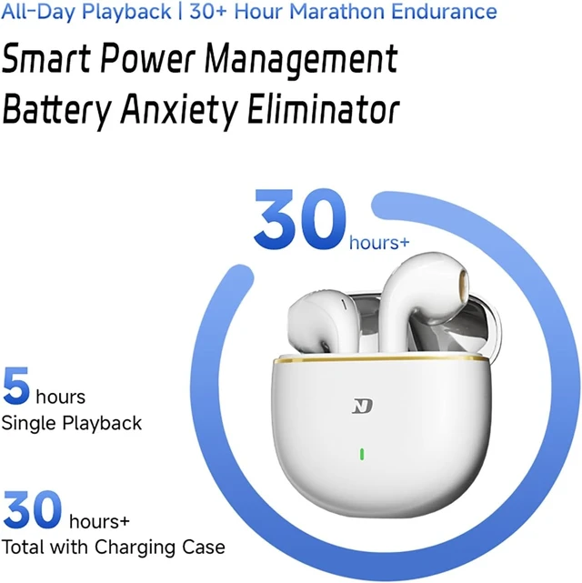 Alt view image 9 of 13 - CCA ND Air3 True Wireless Earbuds, Bluetooth V5.4 Headphones with Noise Cancelling Mic, 13mm Driver, Deep Bass, 30H Playtime, Touch Control, for Sports, Gym, Commute, iPhone & Android Gray