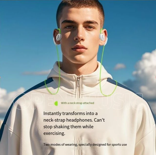 Alt view image 6 of 8 - M80 Portable Wireless Bluetooth Headset Over-Ear Open-Ear Design, High-Quality Sound, Low Latency, Long Battery Life, Bluetooth 5.4