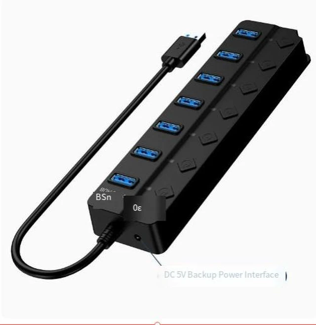 Alt view image 6 of 7 - USB extender, 1-to-7 USB splitter, custom 3.0 USB 7-port independent switch hub computer hub. 4-port hub all USB 3.0