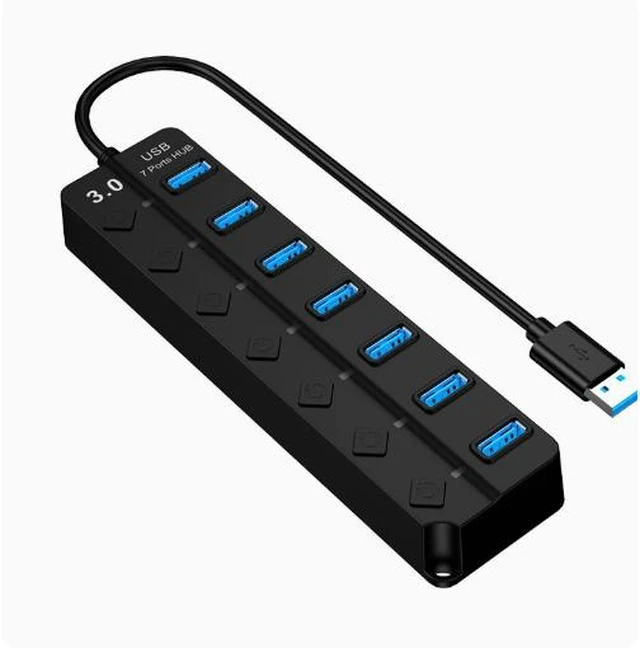 Alt view image 7 of 7 - USB extender, 1-to-7 USB splitter, custom 3.0 USB 7-port independent switch hub computer hub. 4-port hub all USB 3.0