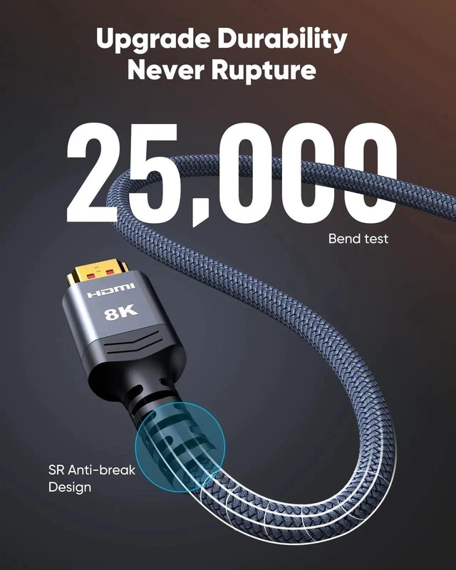 Alt view image 19 of 20 - 8K Long HDMI Cable 20FT/6M 48Gbps, 2.1 High Speed HDMI 8K60Hz 4K120Hz 144Hz eARC HDR HDCP 2.2 2.3 Compatible for Gaming, PS5 and Monitor