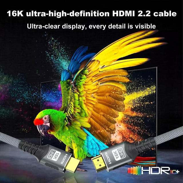 Alt view image 8 of 12 - 16K HDMI 2.2 Cable 16K@30Hz / 60Hz High-Speed HDMI Cord, Universal Compatibility with HDMI Interface Devices, Screen Mirroring Support, Gold-Plated Connectors, for TV, Monitor, Projector, PS5, Xbox