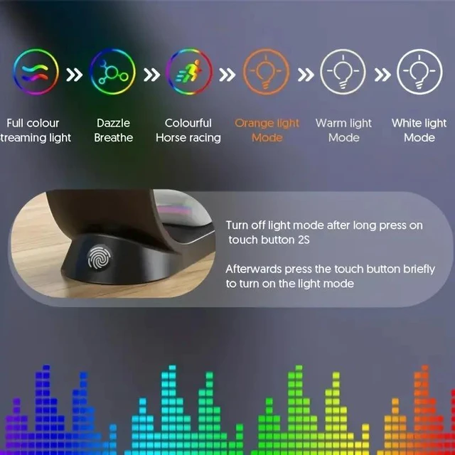 Alt view image 8 of 12 - 3-in-1 Wireless Charger MagSafe Compatible, Fast Charging, Desktop Stand, RGB Lighting, for iPhone, Apple Watch, AirPods