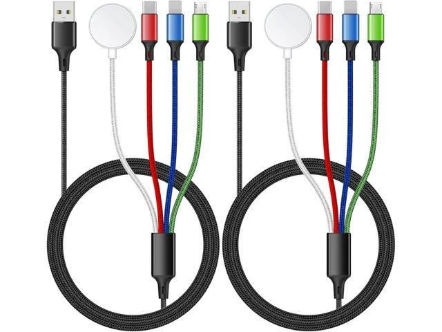 Alt view image 7 of 12 - 2Pack 4 in 1 iWatch & iPhone Charger for Travel, Multi Charging Cable for Apple Watch Charger Wireless USB C Micro Compatible with iWatch Ultra/SE/10/9/8/7/6/5/4/3/iPhone 16/15/14 Galaxy Android(4FT)