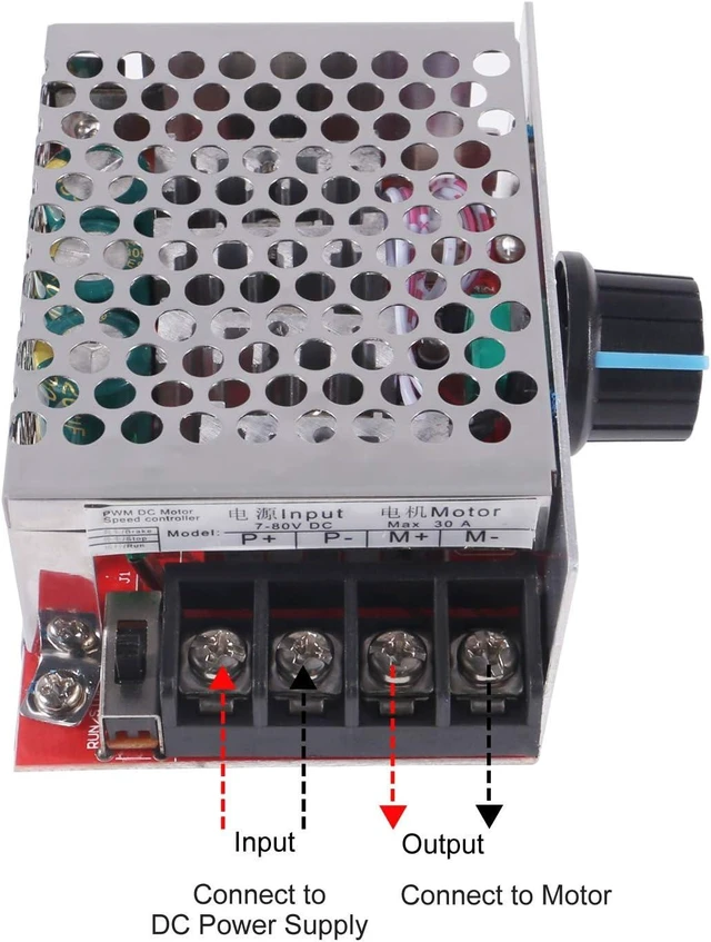 Alt view image 9 of 14 - 2 Pack 7-70V 30A PWM DC Motor Speed Controller with 30Amp Fuse and Adjustable Speed Control Knob