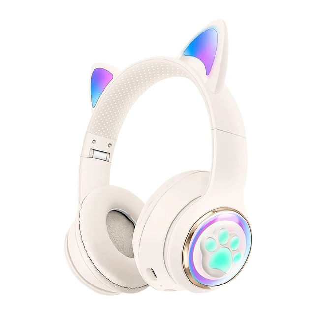 Alt view image 11 of 12 - Cute Cat Ear Bluetooth Headset LED Light, Space Capsule, Wireless, Heavy Bass for Gaming AKZ 62 - black