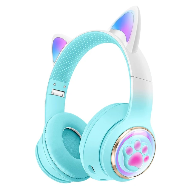 Alt view image 10 of 12 - Cute Cat Ear Bluetooth Headset LED Light, Space Capsule, Wireless, Heavy Bass for Gaming AKZ 62 - black