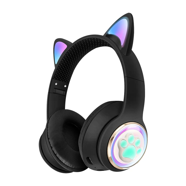 Alt view image 7 of 12 - Cute Cat Ear Bluetooth Headset LED Light, Space Capsule, Wireless, Heavy Bass for Gaming AKZ 62 - black